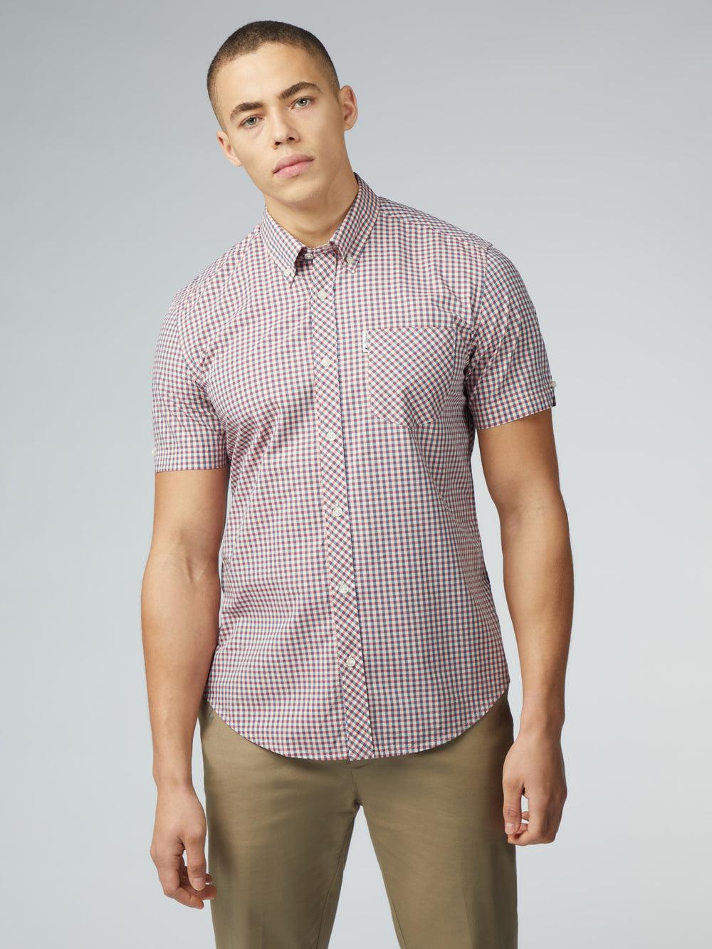 Ben Sherman Signature Short Sleeve Gingham Ingek Piros Fehér | 597-JKLUBM