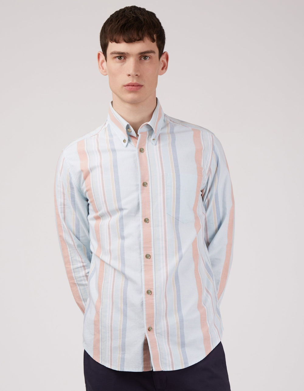 Ben Sherman The Oxford Ivy Stripe Long-Sleeve Ingek Kék | 031-FVCZPO